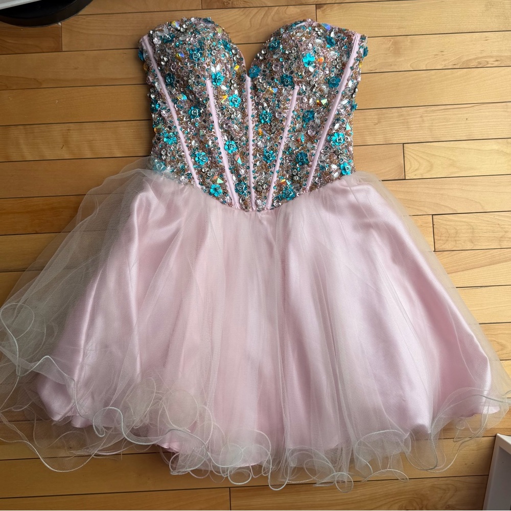 Terani Couture Beaded Strapless Tutu Corset Dress Prom Princess Jasmine Memaid